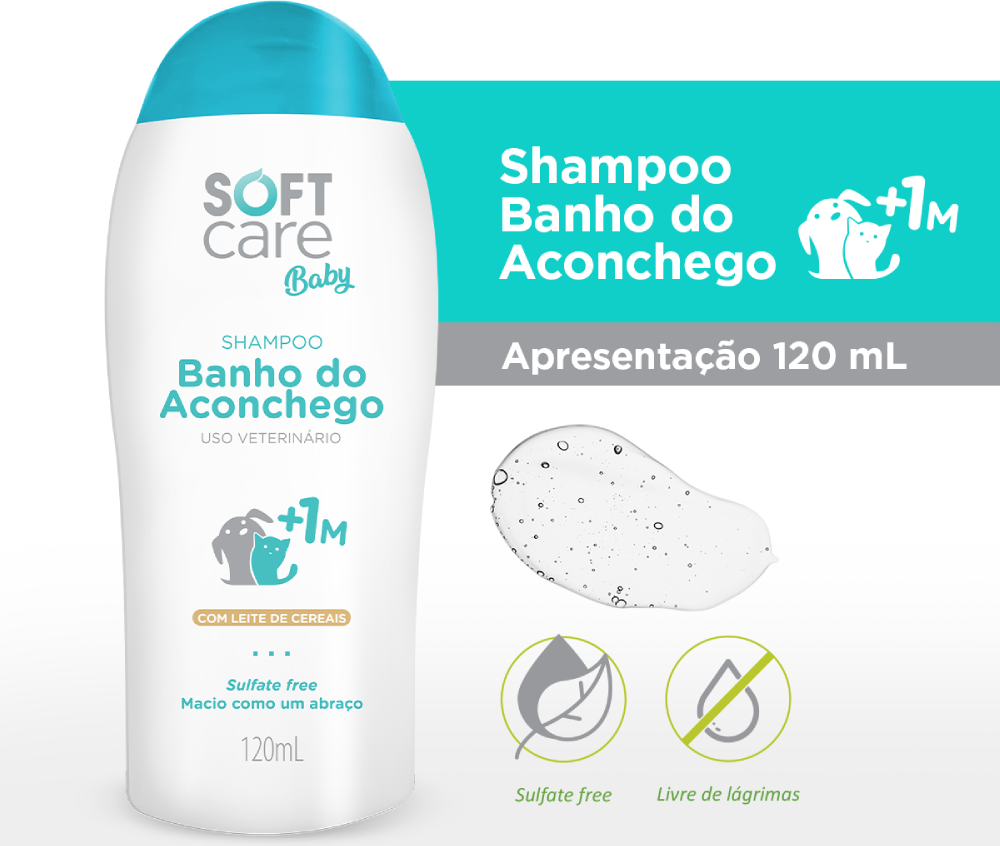 Shampoo Soft Care Baby Banho do Aconchego para Cães e Gatos +1M - 120 mL