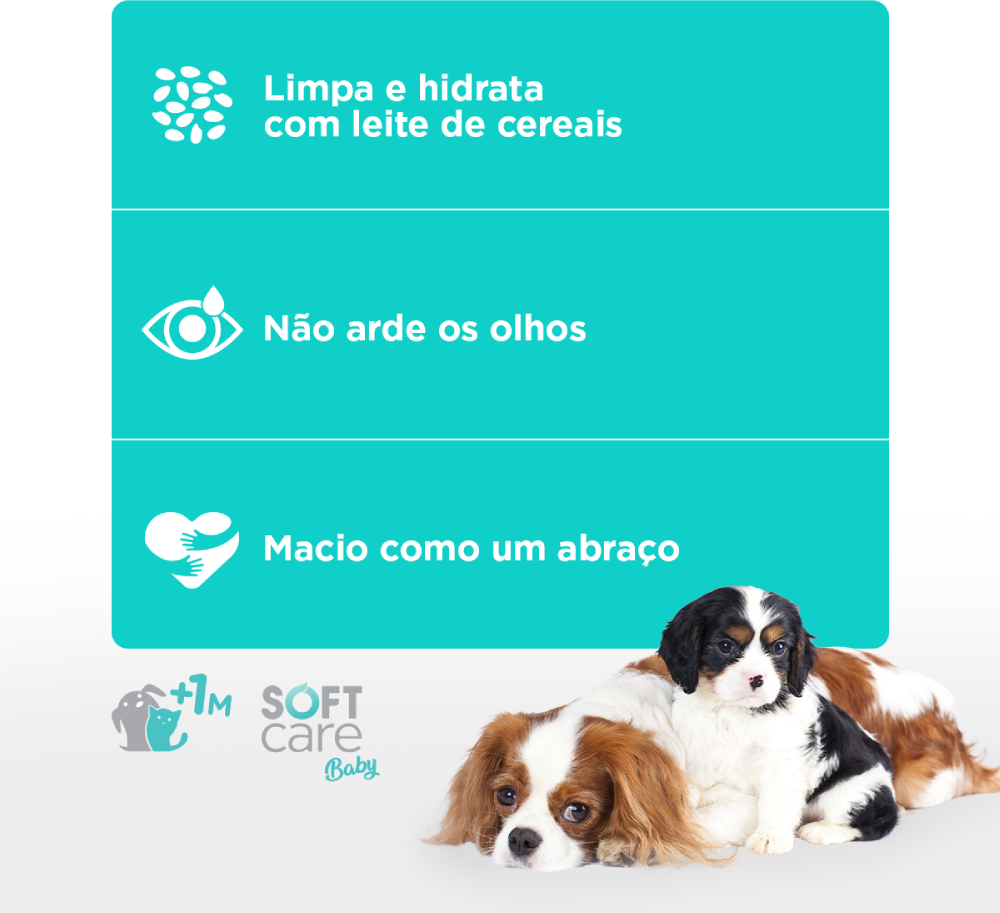 Shampoo Soft Care Baby Banho do Aconchego para Cães e Gatos +1M - 120 mL