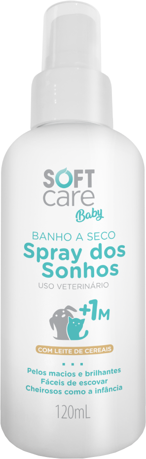 Banho a Seco Soft Care Baby Spray dos Sonhos para Cães e Gatos +1M - 120 mL
