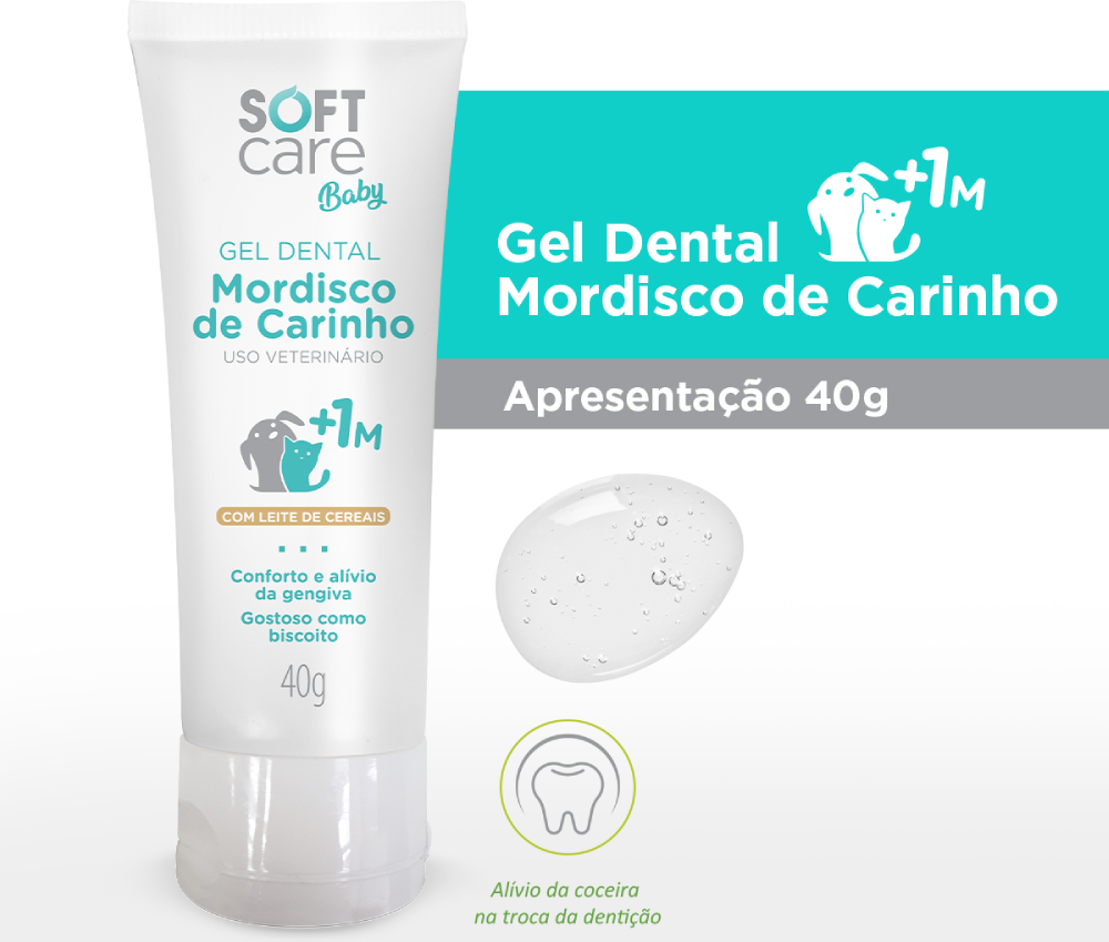 Gel Dental Soft Care Baby Mordisco de Carinho para Cães e Gatos +1M - 40 g