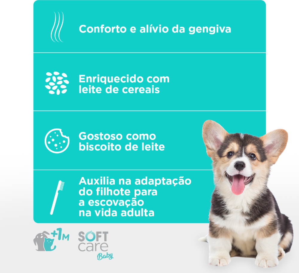 Gel Dental Soft Care Baby Mordisco de Carinho para Cães e Gatos +1M - 40 g
