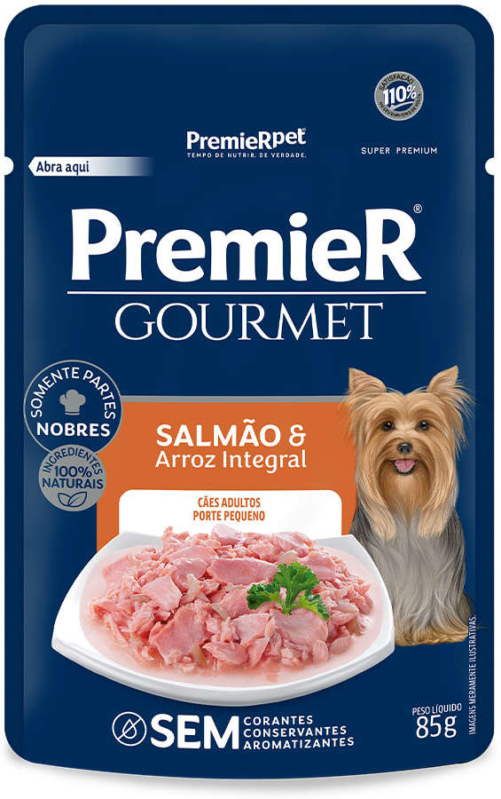 Ração Úmida Premier Gourmet Salmão e Arroz Integral para Cães Adultos Porte Pequeno - 85 g