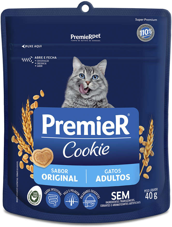 Biscoito PremieR para Gatos Adultos Sabor Natural - 40g