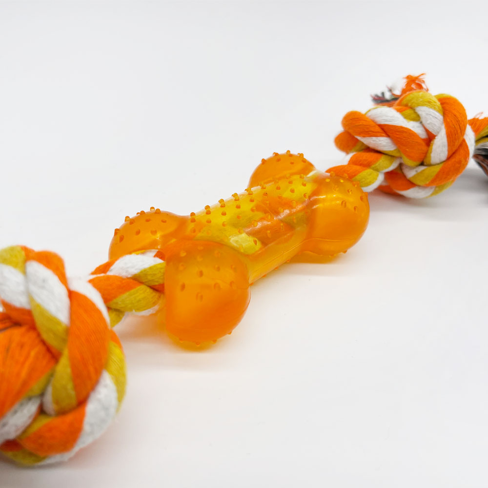 Brinquedo Bola Corda Osso Silicone Coral - Tam. Único