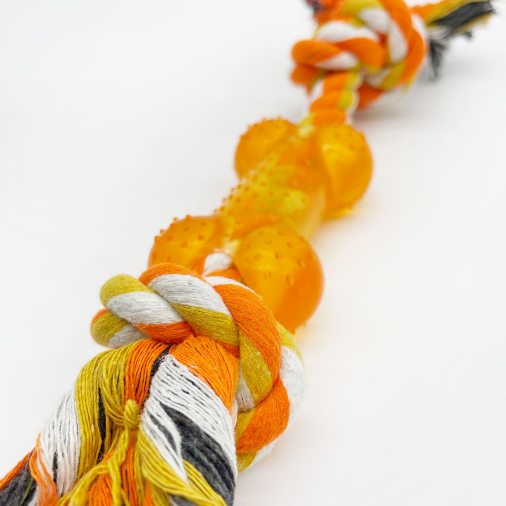 Brinquedo Bola Corda Osso Silicone Coral - Tam. Único