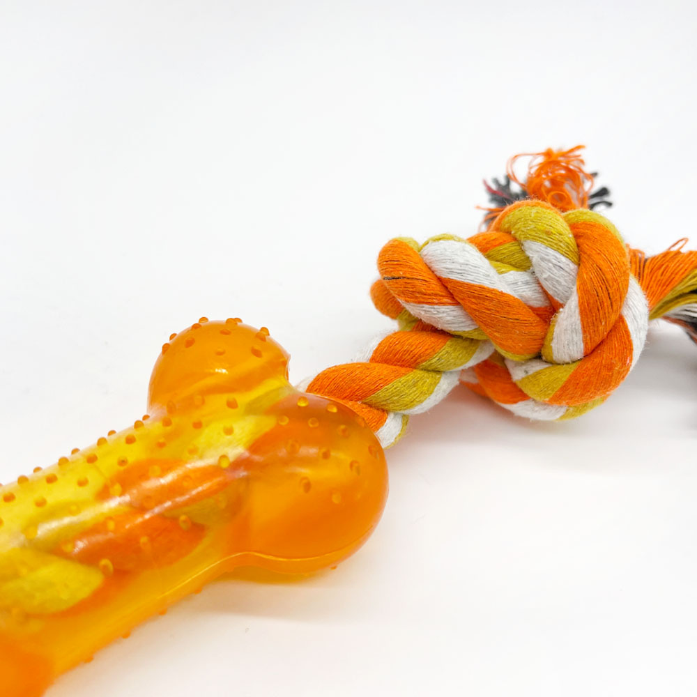 Brinquedo Bola Corda Osso Silicone Coral - Tam. Único