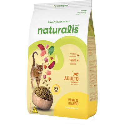 Ração Seca Total Naturalis Peru e Frango para Gatos Adultos Castrados