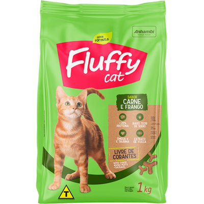 Ração Seca Fluffy Cat Carne e Frango para Gatos Adultos