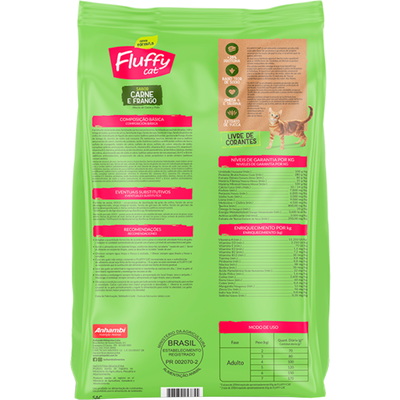 Ração Seca Fluffy Cat Carne e Frango para Gatos Adultos