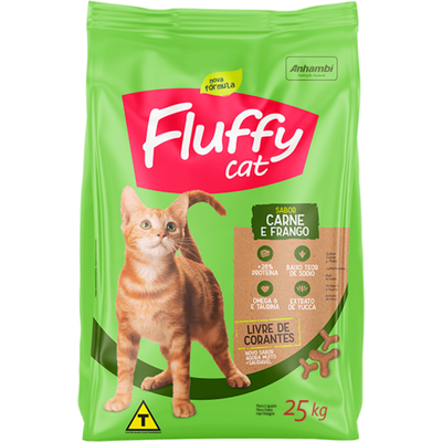 Ração Seca Fluffy Cat Carne e Frango para Gatos Adultos