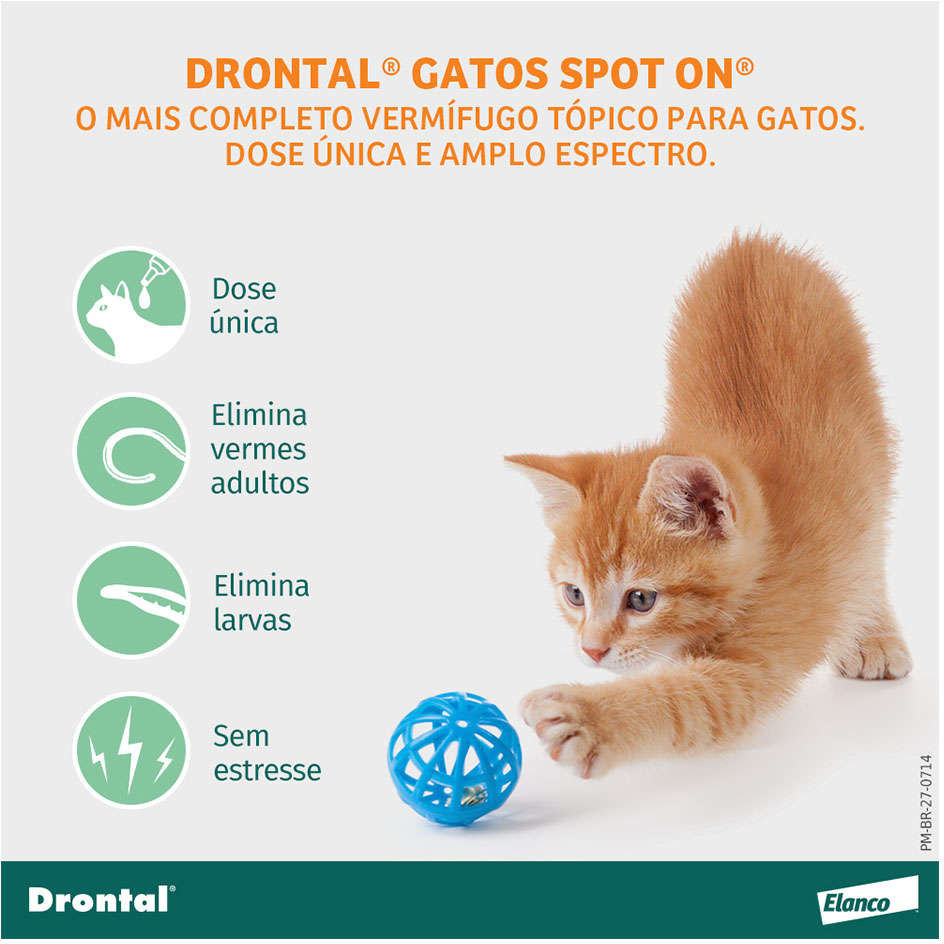 Vermífugo Drontal SpotOn para Gatos de 0,5Kg a 2,5Kg - 1 Bisnaga