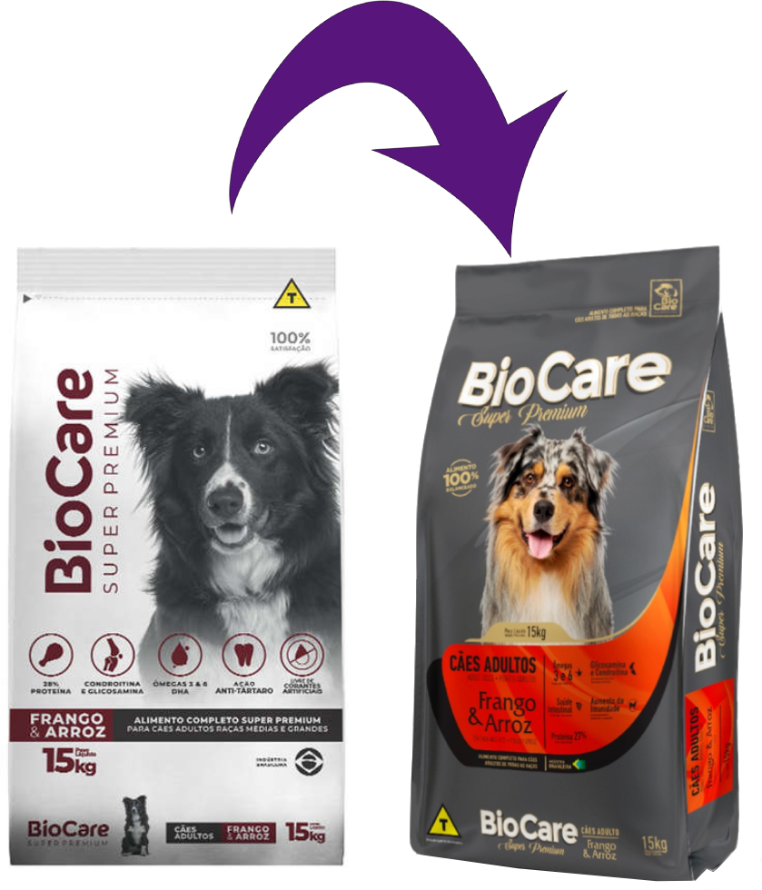 Ração Seca Biocare Super Premium Frango e Arroz para Cães Adultos de Porte Médio e Grande - 15Kg