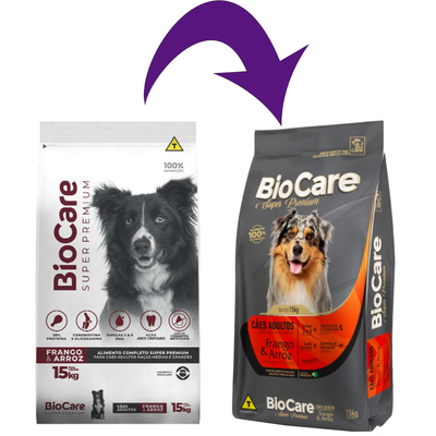 Ração Seca Biocare Super Premium Frango e Arroz para Cães Adultos de Porte Médio e Grande