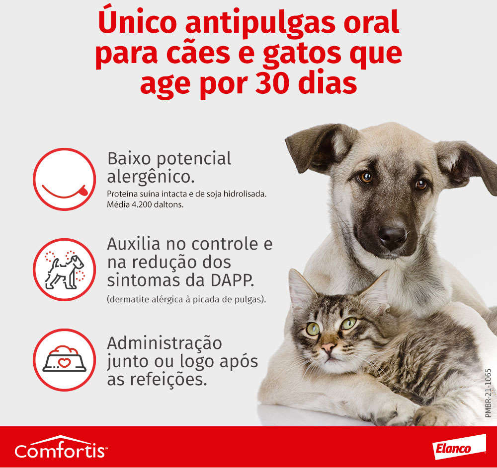 Antipulgas Comfortis 140 mg para Cães e Gatos de 2,3 a 4Kg - 3 Comprimidos