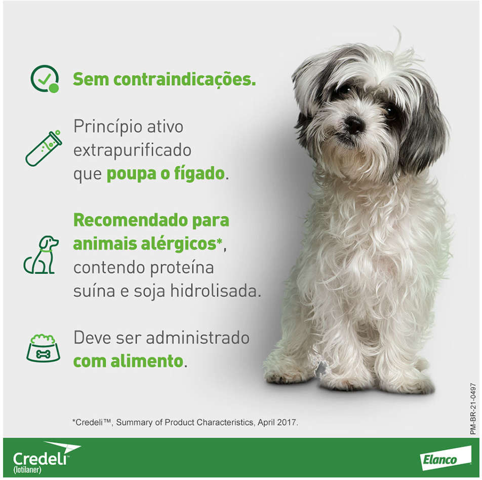Kit Antipulgas e Carrapatos Elanco Credeli 56,25 mg Cães de 1,3 até 2,5Kg - 2 Caixas (6 Comprimidos)