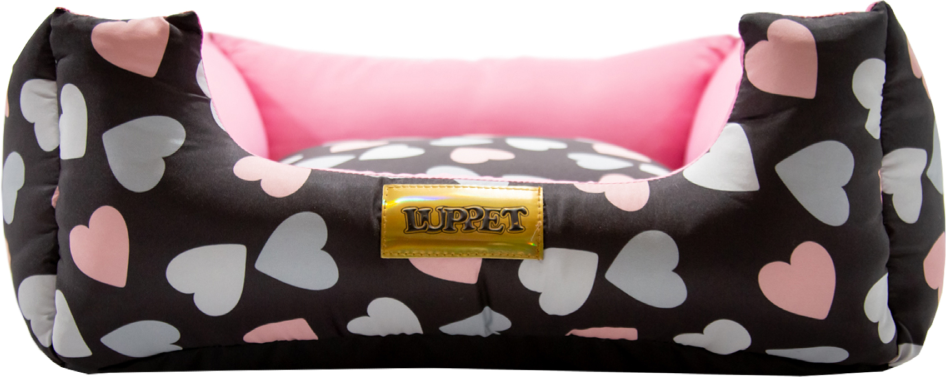 Cama Luppet Quadrada Preto Coração - Tam. M