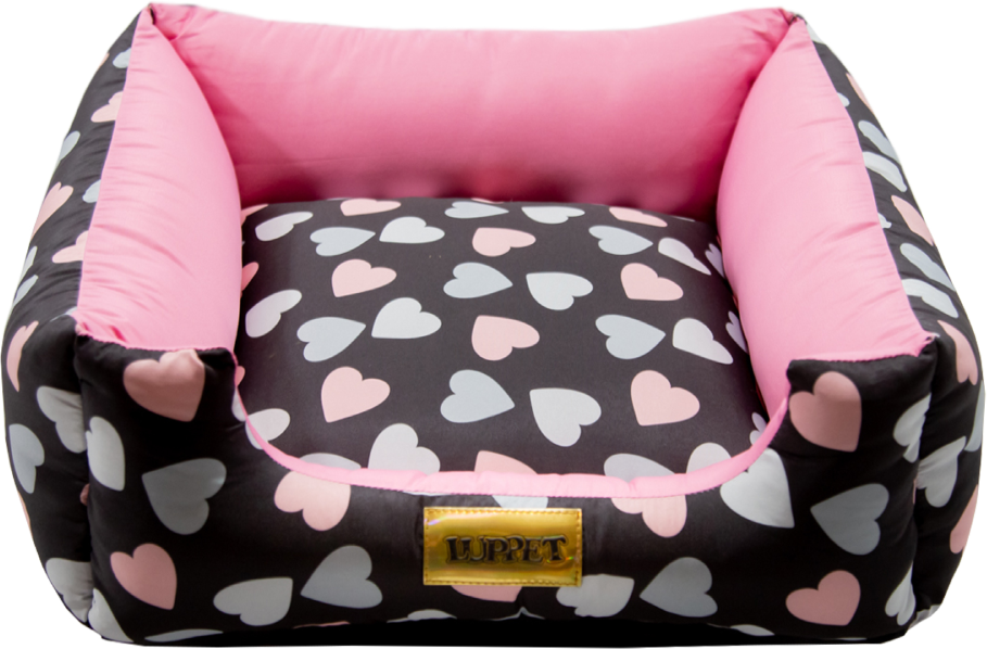 Cama Luppet Quadrada Preto Coração - Tam. M