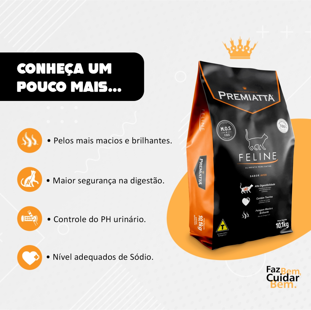 Ração Premiatta Feline sabor Aves - 10,1Kg
