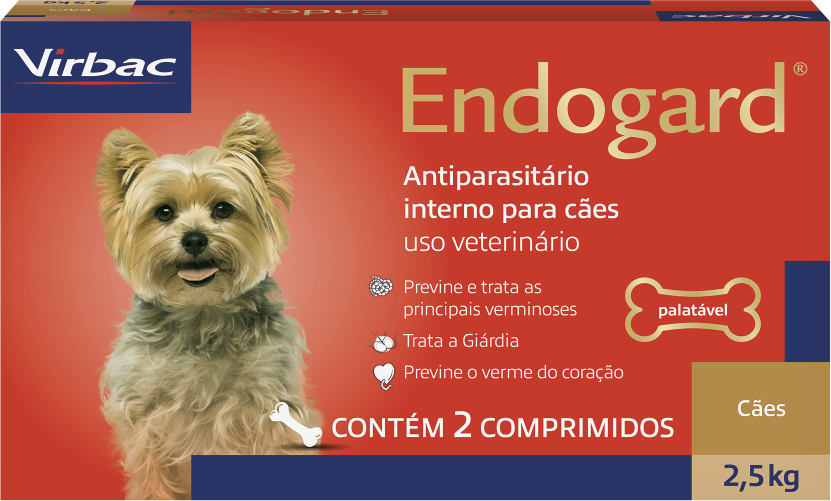 Vermífugo Virbac Endogard para Cães até 2,5Kg - 2 comprimidos
