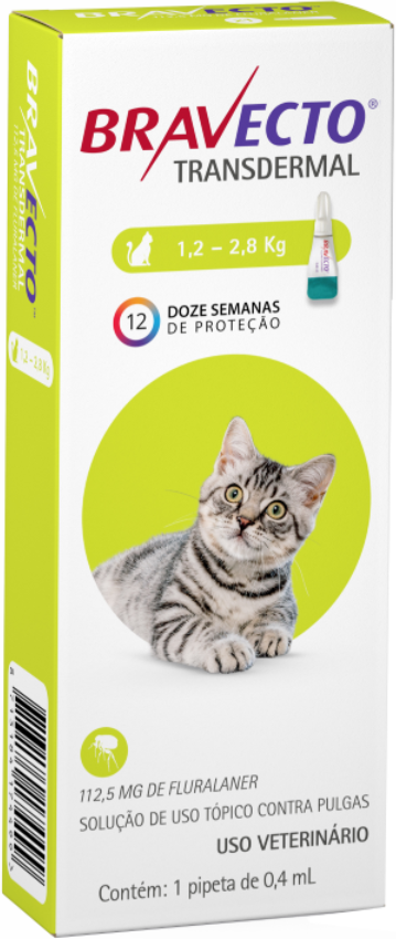 Antipulgas Bravecto Transdermal 112,5 mg para Gatos de 1,2 a 2,8Kg - 1 Pipeta