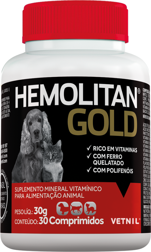 Suplemento Vetnil Hemolitan Gold Comprimido - 30 g