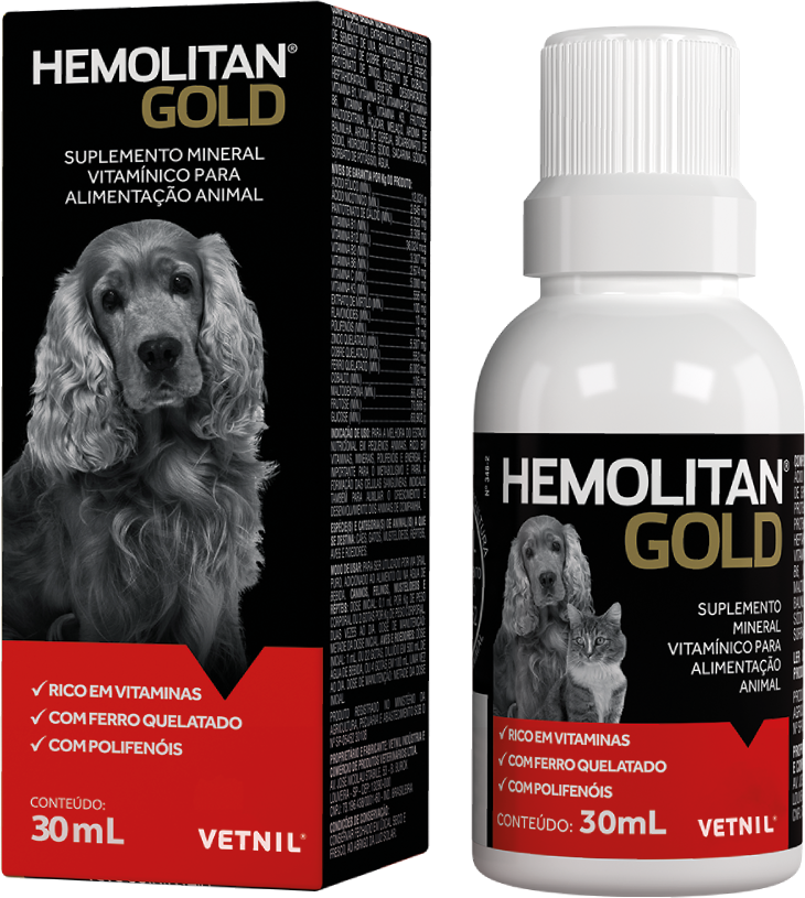 Suplemento Vetnil Hemolitan Gold Gotas - 30 mL