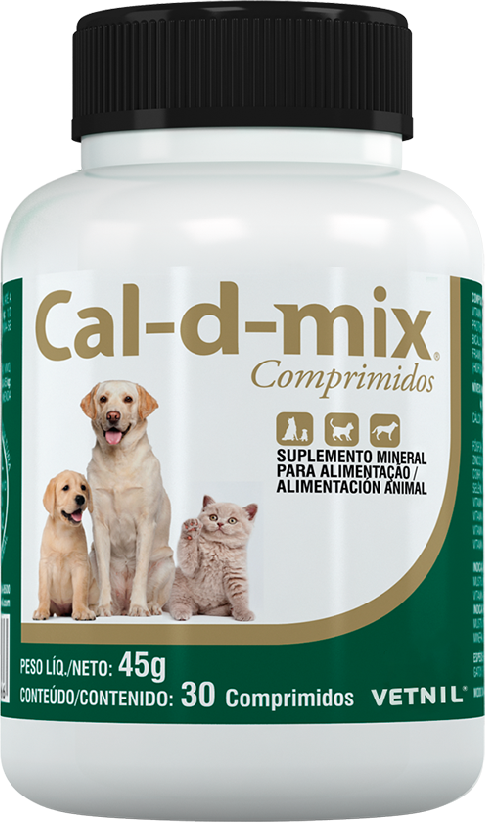Suplemento Vetnil Cal-D-Mix para Cães e Gatos - 30 comprimidos