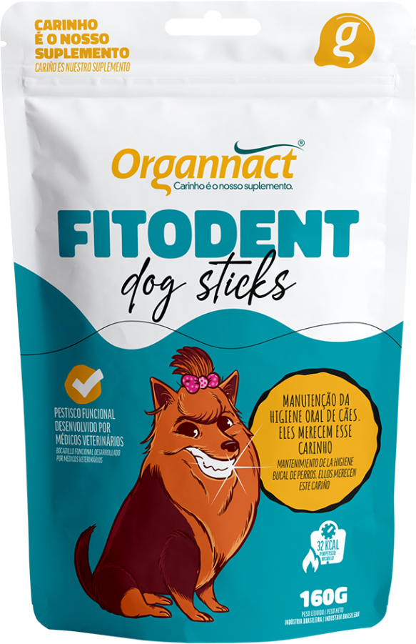 Suplemento Organnact Fitodent Dog Sticks para Cães - 160 g
