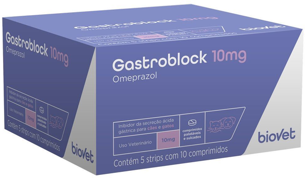 Antiácido Biovet GastroBlock Omeprazol 10 mg Hospitalar - 10 mg