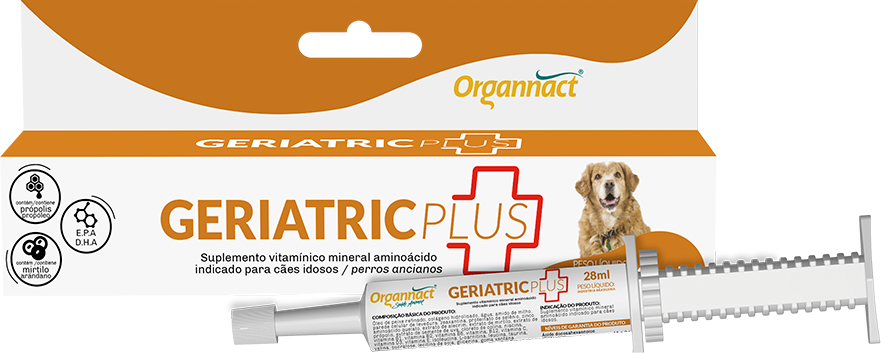 Suplemento Vitamínico Mineral Aminoácido Organnact Geriatric Plus para Cães Idosos - 28 mL