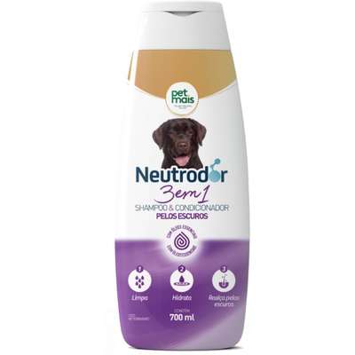 Shampoo e Condicionador Petmais 3 em 1 Neutrodor Pelos Escuros para Cães