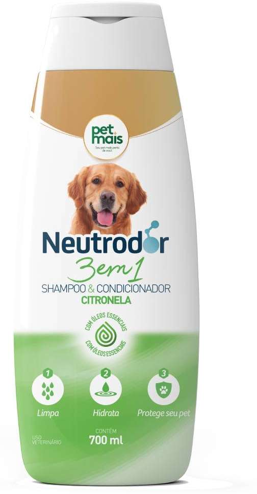 Shampoo e Condicionador Petmais 3 em 1 Neutrodor Citronela para Cães - 700 mL