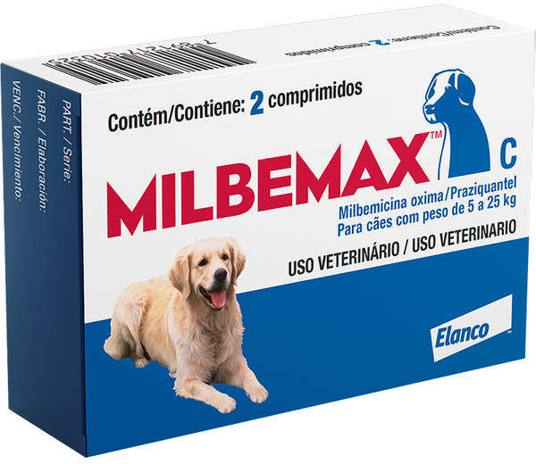 Vermífugo Milbemax C para Cães de 5 a 25Kg - 2 Comprimidos