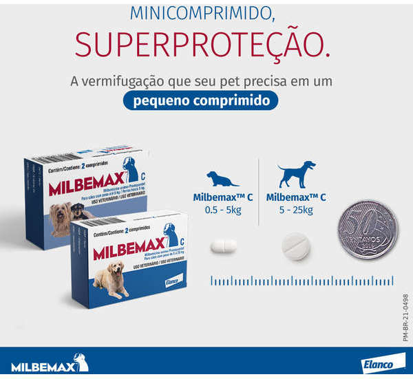 Vermífugo Milbemax C para Cães de 5 a 25Kg - 2 Comprimidos