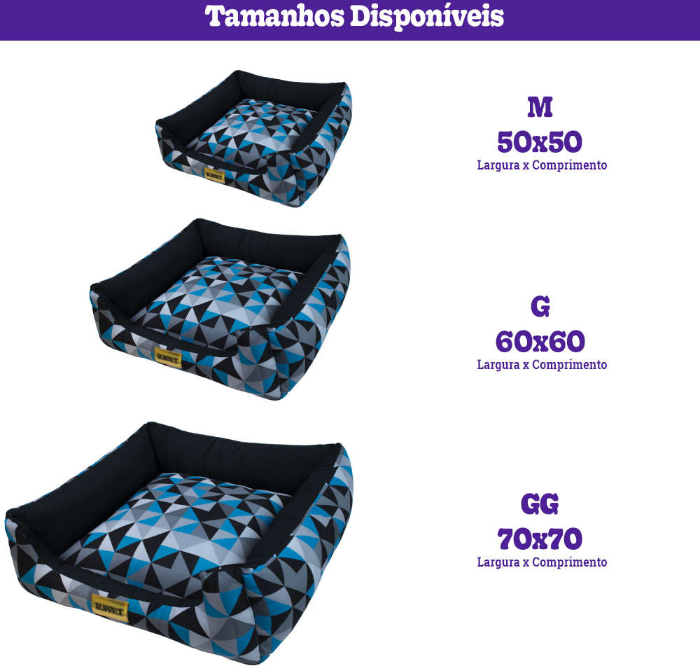 Cama Luppet Quadrada Preto Mosaico - Tam. G