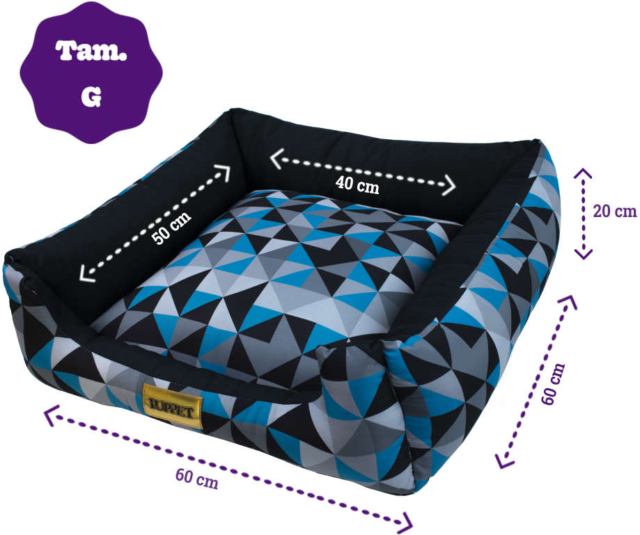 Cama Luppet Quadrada Preto Mosaico - Tam. G