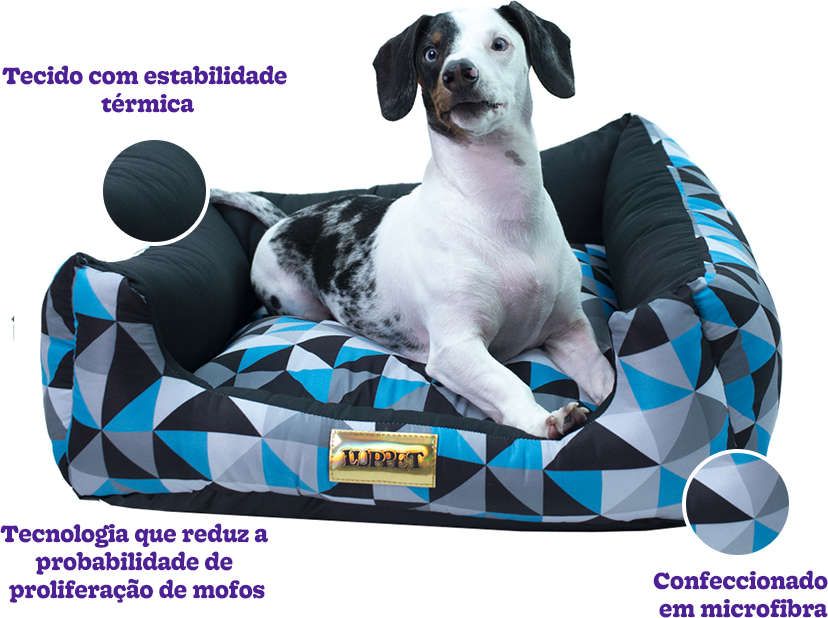 Cama Luppet Quadrada Preto Mosaico - Tam. G