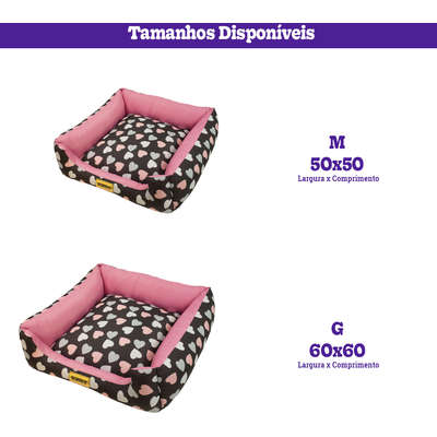 Cama Luppet Quadrada Preto Coração_L