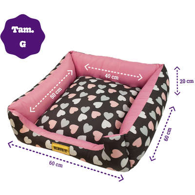 Cama Luppet Quadrada Preto Coração_L