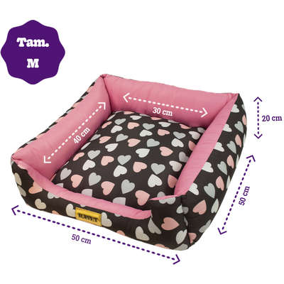 Cama Luppet Quadrada Preto Coração_L