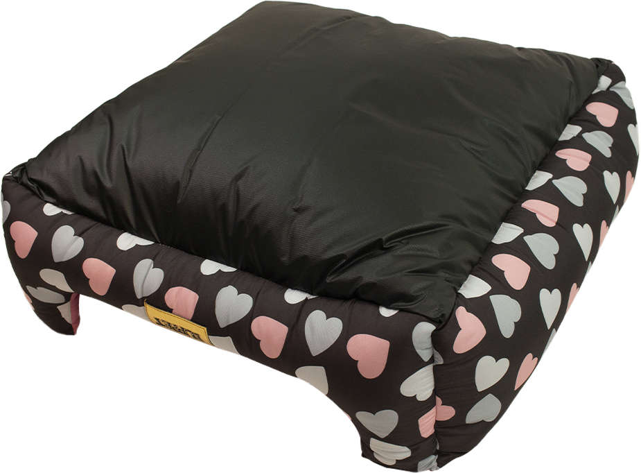 Cama Luppet Quadrada Preto Coração - Tam. M