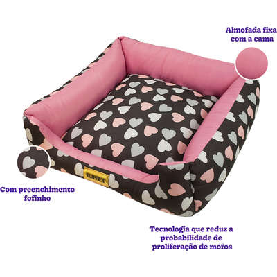Cama Luppet Quadrada Preto Coração_L
