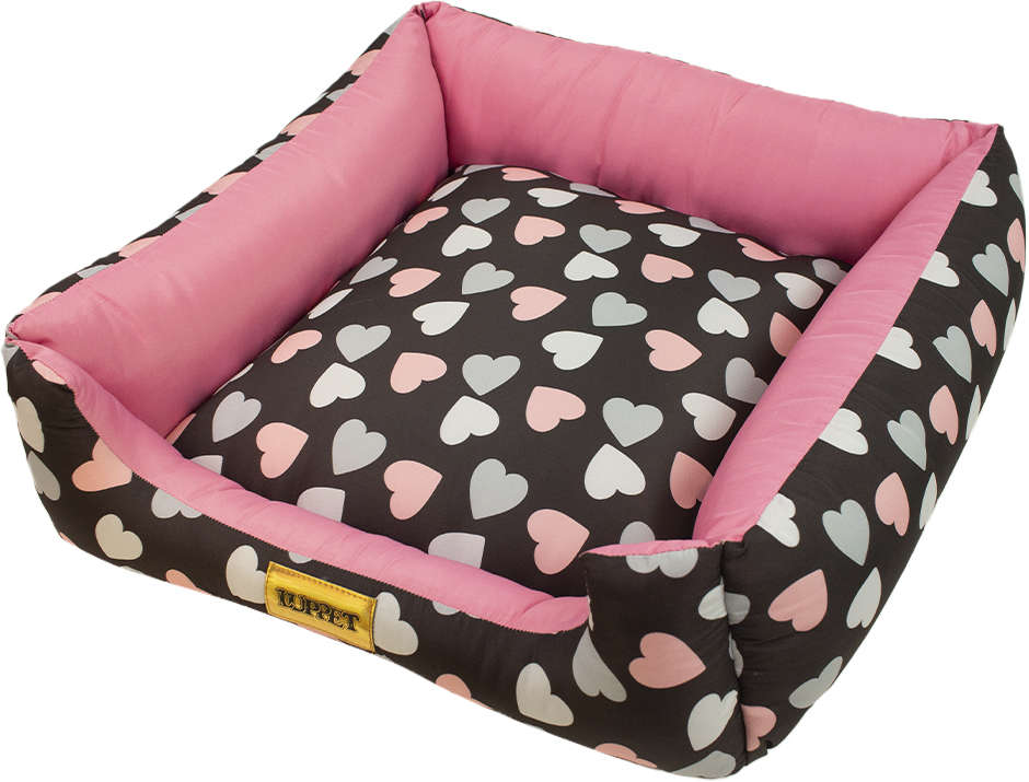 Cama Luppet Quadrada Preto Coração - Tam. M