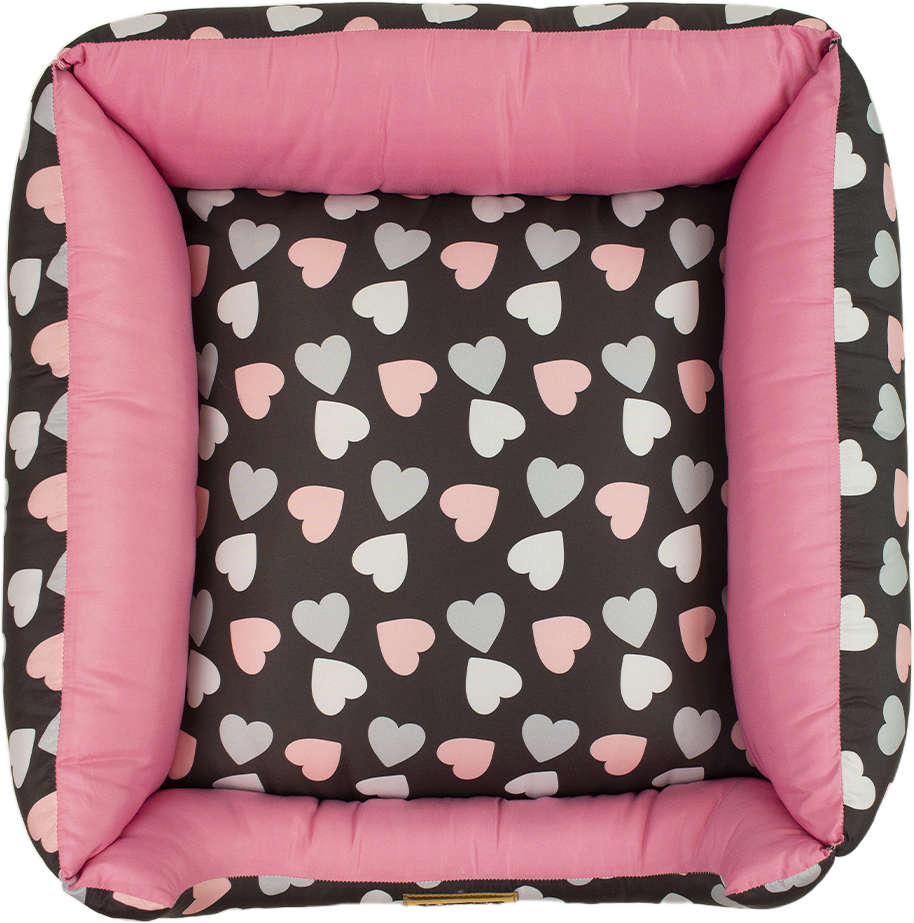 Cama Luppet Quadrada Preto Coração - Tam. M
