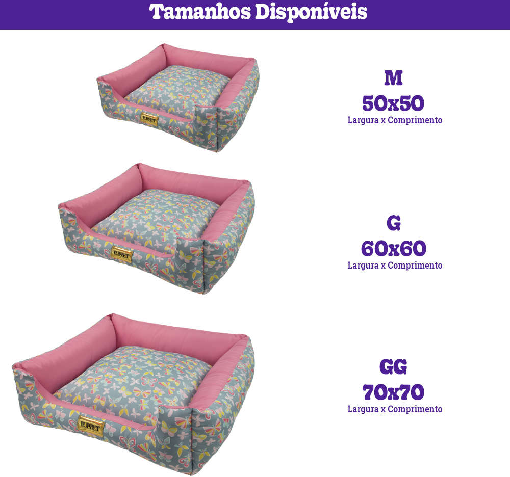 Cama Luppet Quadrada Begonia Borboleta - Tam. G