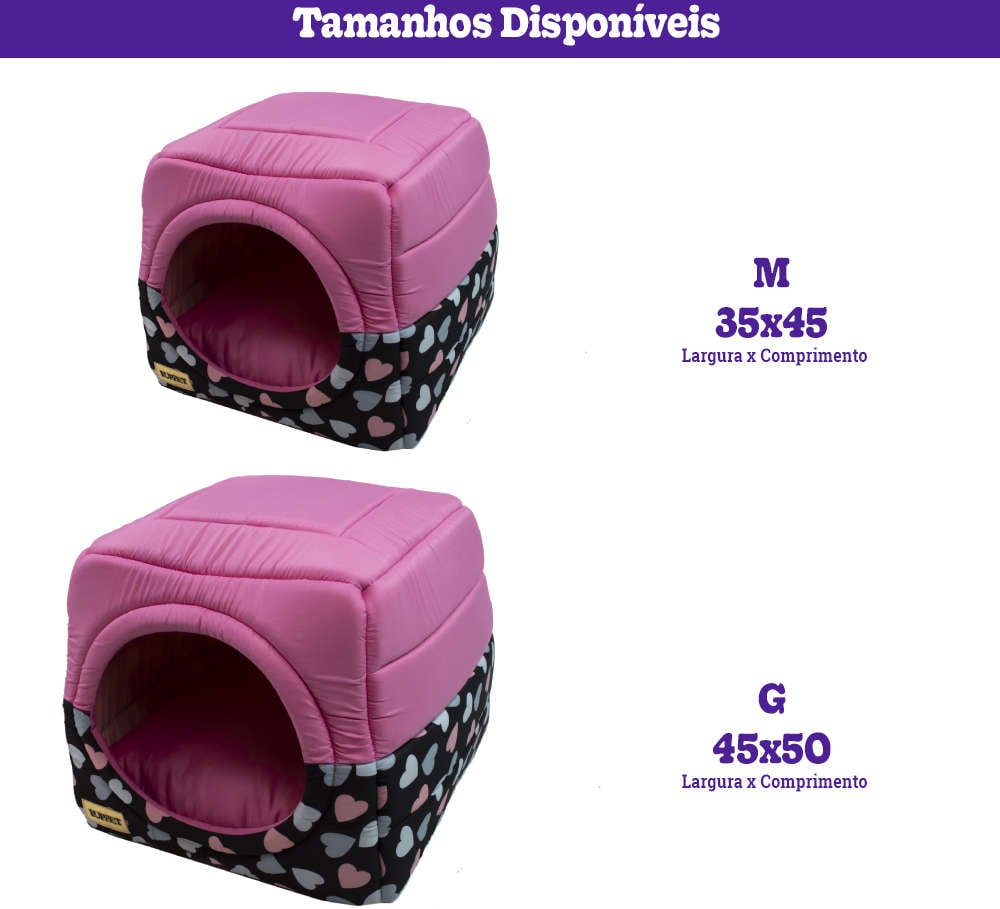 Cama Luppet Iglu 2 em 1 Preto Coração - Tam. G