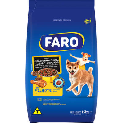 Ração Seca Faro Cozidinho de Carne, Fígado e Frango para Cães Filhotes