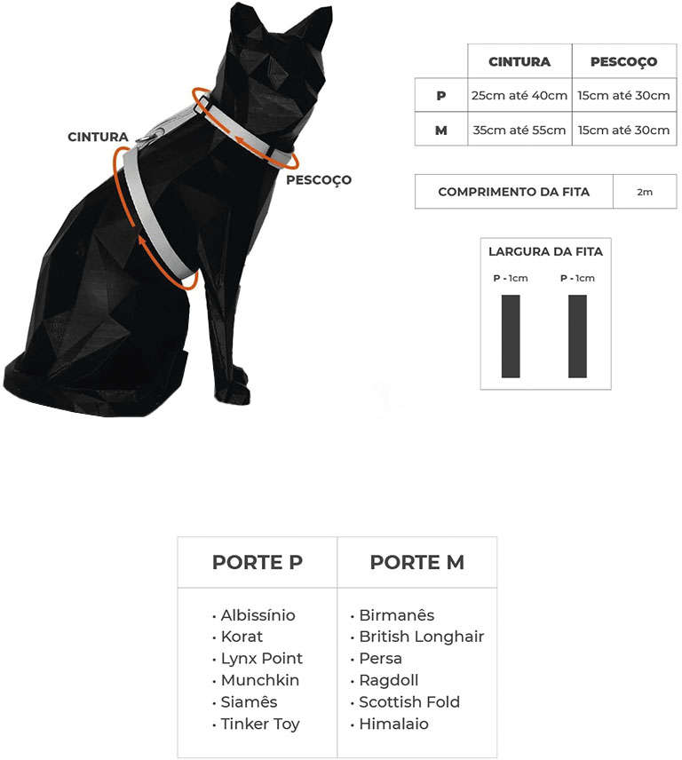 Peitoral com Guia FreeFaro Super Pets para Gatos - Tam. P