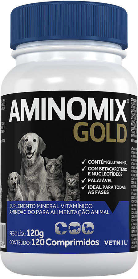 Suplemento Vitamínico Vetnil Aminomix Gold 120 g para Cães e Gatos - 120 Comprimidos