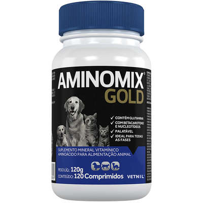 Suplemento Vitamínico Vetnil Aminomix Gold 120 g para Cães e Gatos